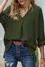 Load image into Gallery viewer, V Neck 3/4 Sleeve High Low Hem Shirt
