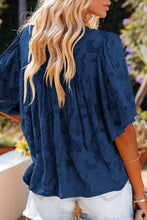 Load image into Gallery viewer, Floral Textured Ruffled Half Sleeve Babydoll Top
