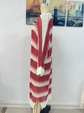 Load image into Gallery viewer, Striped Cuffed Sleeve Long Beach Kimono
