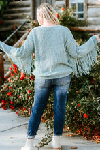 Load image into Gallery viewer, Gray Plus Size Fringed Long Sleeve Knit Sweater
