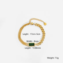 Load image into Gallery viewer, Spliced Cuban Chain Green Diamond Bracelet
