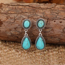 Load image into Gallery viewer, Turquoise Teardrop-Shaped Turquoise Drop Earrings
