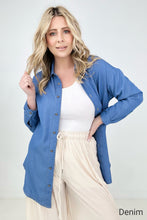 Load image into Gallery viewer, Easel "Twisted Tunic" Solid Button Down Tunic Shirt
