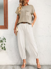 Load image into Gallery viewer, Round Neck Raglan Sleeve Tee and Long Pants Set
