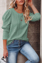 Load image into Gallery viewer, Solid Color Puffy Sleeve Textured Knit Top
