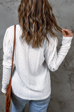 Load image into Gallery viewer, Solid Color Puffy Sleeve Textured Knit Top
