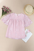 Load image into Gallery viewer, Floral Textured Ruffled Half Sleeve Babydoll Top
