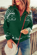Load image into Gallery viewer, Zip-Up Mock Neck Dropped Shoulder Pullover Sweater

