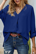 Load image into Gallery viewer, V Neck 3/4 Sleeve High Low Hem Shirt
