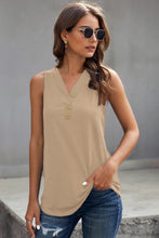 Load image into Gallery viewer, Ribbed Buttoned V-neck Tank
