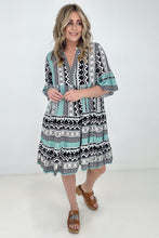 Load image into Gallery viewer, Easel "Reva" Bell Sleeve Boho Print Dress
