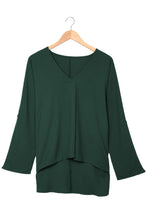 Load image into Gallery viewer, V Neck 3/4 Sleeve High Low Hem Shirt
