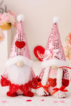 Load image into Gallery viewer, Valentine's Day Sequined Heart Pointed Hat Faceless Gnome
