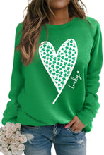 Load image into Gallery viewer, Lucky Clover Heart Graphic Raglan Sleeve Sweatshirt
