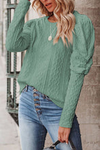 Load image into Gallery viewer, Solid Color Puffy Sleeve Textured Knit Top
