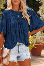 Load image into Gallery viewer, Floral Textured Ruffled Half Sleeve Babydoll Top
