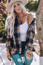 Load image into Gallery viewer, Double Take Plaid Side Slit Curved Hem Shirt
