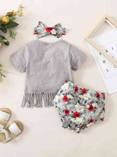 Load image into Gallery viewer, Fringe Detail SASSY Graphic T-Shirt and Floral Print Shorts Set
