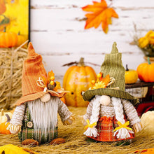 Load image into Gallery viewer, Maple Leaf Plaid Thanksgiving Harvest Gnome Ornaments
