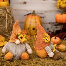 Load image into Gallery viewer, Thanksgiving Harvest Floral Striped Knit Gnome Ornament
