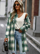 Load image into Gallery viewer, Double Take Plaid Button-Up Longline Jacket with Pockets
