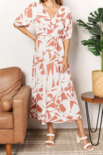 Load image into Gallery viewer, Double Take Printed Surplice Balloon Sleeve Dress
