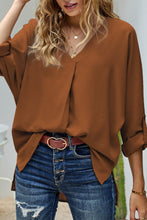 Load image into Gallery viewer, V Neck 3/4 Sleeve High Low Hem Shirt
