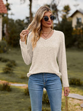 Load image into Gallery viewer, Ribbed V-Neck Long Sleeve Tee
