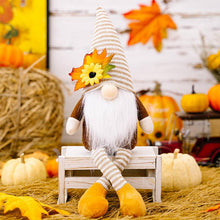 Load image into Gallery viewer, Striped Knit Floral Thanksgiving Harvest Gnome Ornaments
