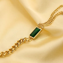 Load image into Gallery viewer, Spliced Cuban Chain Green Diamond Bracelet
