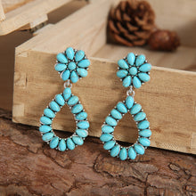 Load image into Gallery viewer, Turquoise Teardrop-Shaped Drop Earrings
