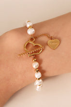 Load image into Gallery viewer, Freshwater Pearl Heart Charm Bracelet
