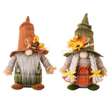 Load image into Gallery viewer, Maple Leaf Plaid Thanksgiving Harvest Gnome Ornaments
