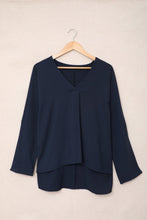 Load image into Gallery viewer, V Neck 3/4 Sleeve High Low Hem Shirt
