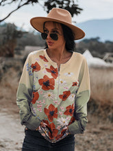 Load image into Gallery viewer, Floral Print Front Zipper Drop Shoulder Blouse
