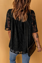 Load image into Gallery viewer, Floral Textured Ruffled Half Sleeve Babydoll Top
