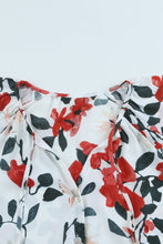 Load image into Gallery viewer, White Floral Print Buttons Tiered Ruffled Short Sleeve Shirt
