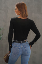 Load image into Gallery viewer, Crewneck Buttons Ribbed Knit Long Sleeve Top
