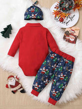 Load image into Gallery viewer, Printed Bow Front Collared Neck Bodysuit and Pants Set
