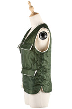 Load image into Gallery viewer, Green V-Neck Side Pocket Zipper Up Vest Coat
