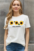 Load image into Gallery viewer, Simply Love Full Size STAY POSITIVE Sunflower Graphic Cotton Tee
