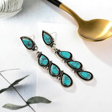 Load image into Gallery viewer, Retro Teardrop-Shaped Turquoise Dangle Earrings
