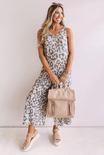 Load image into Gallery viewer, Leopard Print Pockets Wide Leg Sleeveless Jumpsuit
