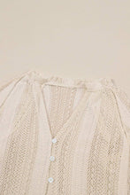 Load image into Gallery viewer, Deep V Long Sleeve Button Up Lace Top
