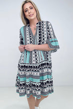 Load image into Gallery viewer, Easel "Reva" Bell Sleeve Boho Print Dress
