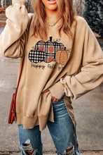 Load image into Gallery viewer, Plaid Pumpkin Graphic Washed Split Sweatshirt
