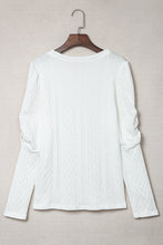 Load image into Gallery viewer, Solid Color Puffy Sleeve Textured Knit Top
