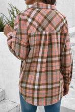 Load image into Gallery viewer, Plaid Collared Neck Long Sleeve Button-Up Shirt

