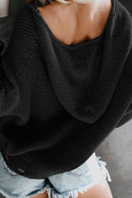 Load image into Gallery viewer, Zipper V-Neck Dropped Sleeve Hooded Solid Sweater
