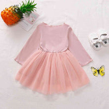 Load image into Gallery viewer, Girls Round Neck Ribbed Tulle Dress
